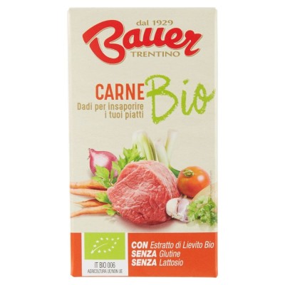 Dado per Brodo Carne con Sale Iodato Senza Glutine Astuccio Bauer Senza Lattosio - 60 g
