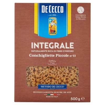 Pasta  Integrale Conchigliette Piccole De Cecco  - confezione da 500 g